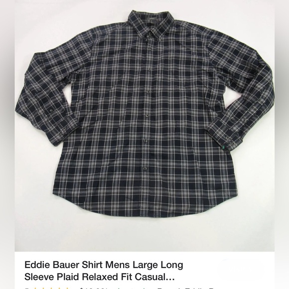 🩶🖤EDDIE BOWER PLAID BUTTON DOWN LONG SLEEVE SHIRT 👕🌓🆕 NEW WITHOUT TAGS 🏷️ - Picture 1 of 6